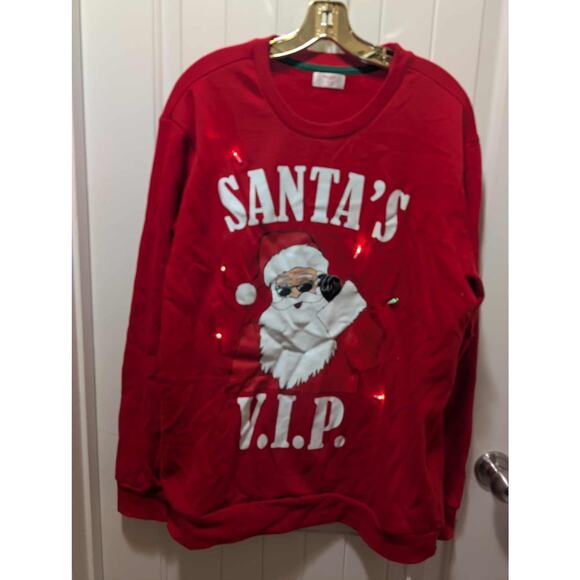 SANTA'S VIP Light Up Christmas Sweatshirt Size L Festive Holiday Time Party - Picture 2 of 10